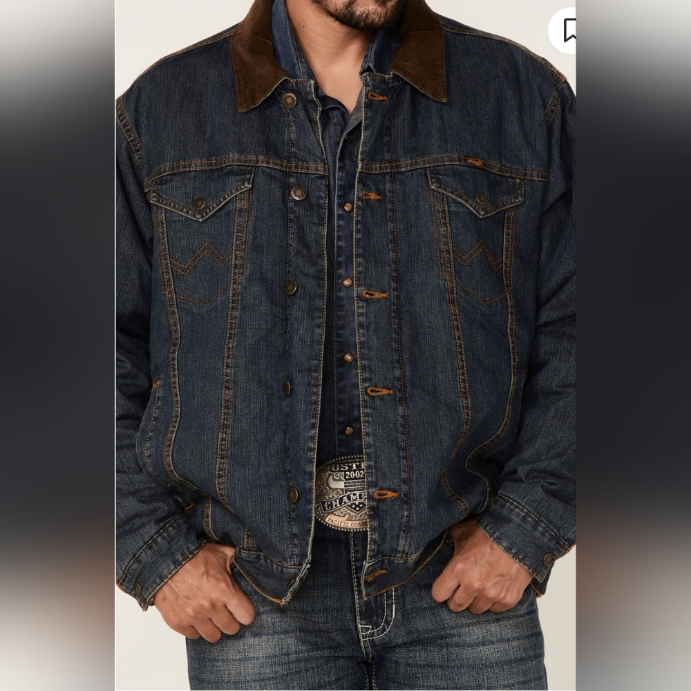 Wrangler Men's concealed carry Blanket-lined denim jacket Size Large